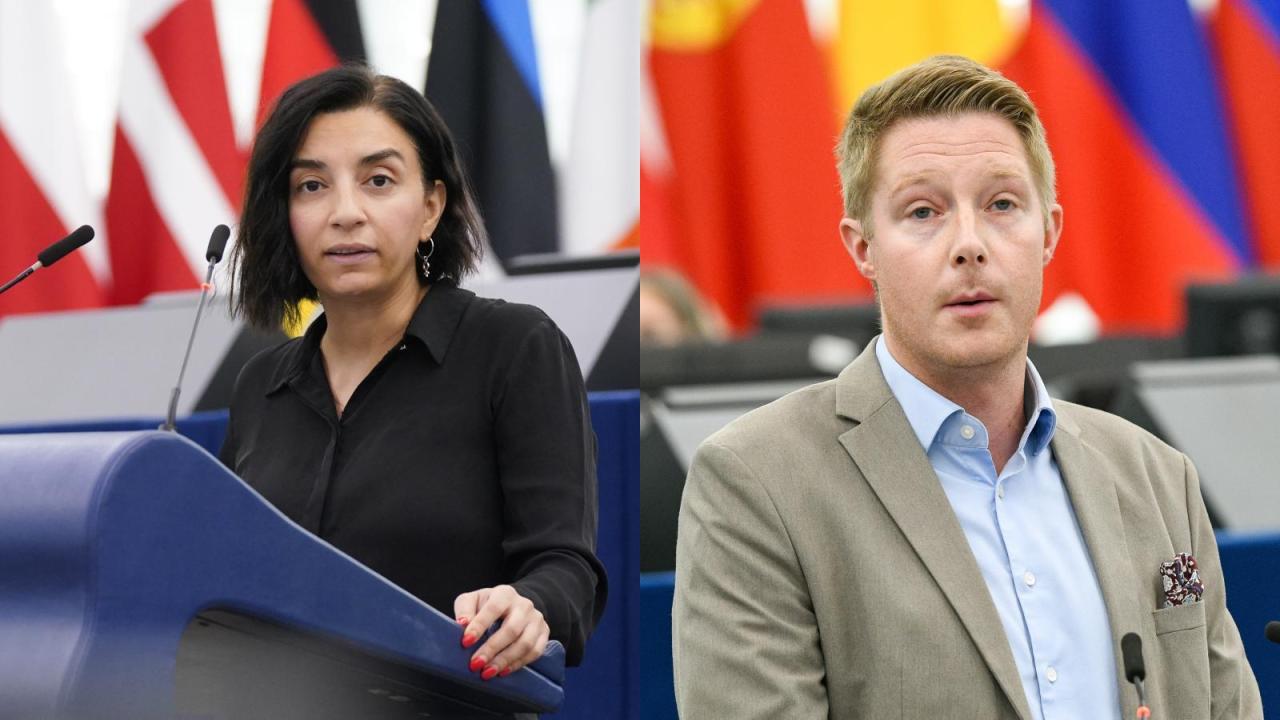 EU-parlamentariker Evin Incir (S) och Johan Nissinen (SD). Arkivbild.