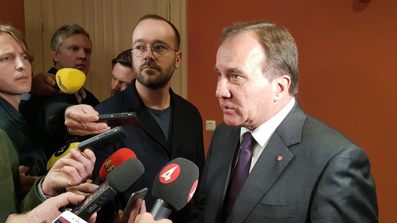 Statsminister Stefan Löfven (S) förklarar sin ståndpunkt när det gäller Europeisk åklagarmyndighet, Eppo, efter möte med riksdagen på onsdagen.