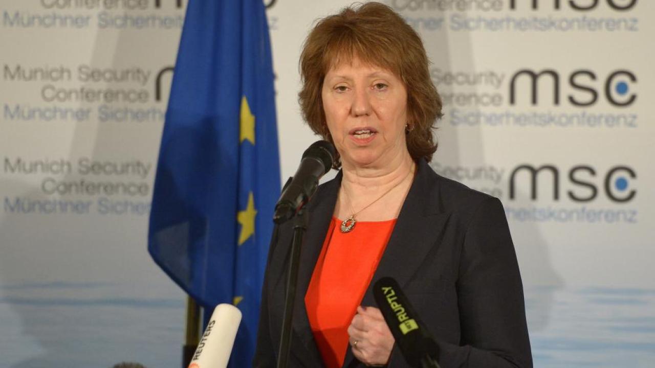 EU:s utrikeschef på en säkerhetspolitisk konferens i München, Tyskland