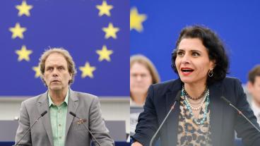 EU-parlamentariker Pär Holmgren (MP) och Abir Al-Sahlani (C).