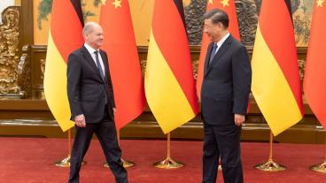 Tysklands förbundskansler Olaf Scholz träffar Kinas president Xi Jinping.