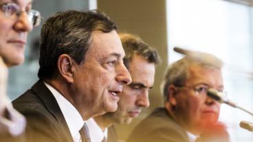 Mario Draghi under måndagens utfrågning i EU-parlamentets ekonomiutskott.