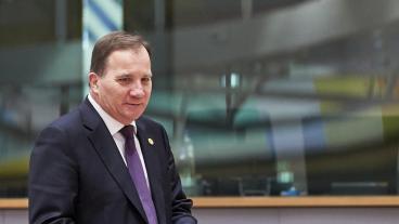 Statsminister Stefan Löfven under EU-toppmötet i Bryssel.