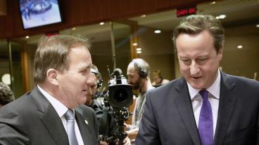 Statsminister Stefan Löfven (S) och Storbritanniens avgående premiärminister David Cameron. Arkivbild.