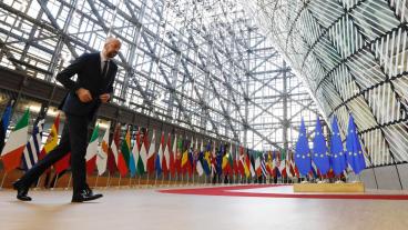 Europeiska rådets ordförande Charles Michel på språng.