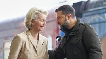 EU-kommissionens ordförande Ursula von der Leyen och Ukrainas president Volodymyr Zelenskyj träffades under lördagen i Kiev.