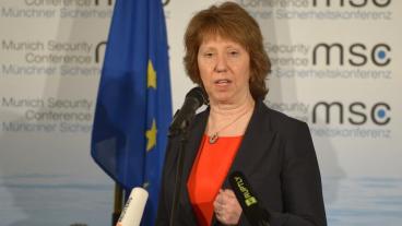 EU:s utrikeschef på en säkerhetspolitisk konferens i München, Tyskland