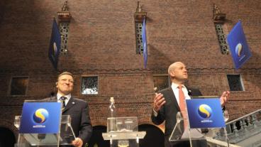 EU-kommissionens förre ordförande José Manuel Barroso och tidigare statsminister Fredrik Reinfeldt inviger Sveriges ordförandeskap 2009. Arkivbild.