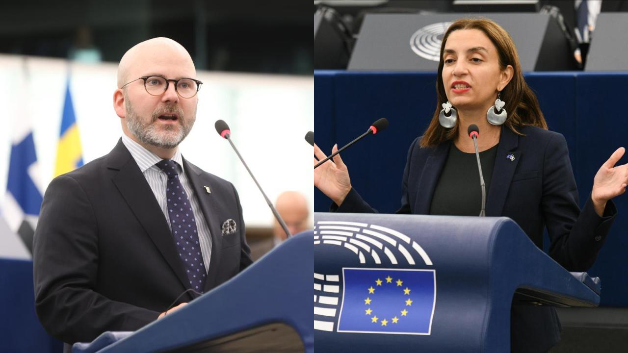 EU-parlamentariker Charlie Weimers (SD) och Evin Incir (S).