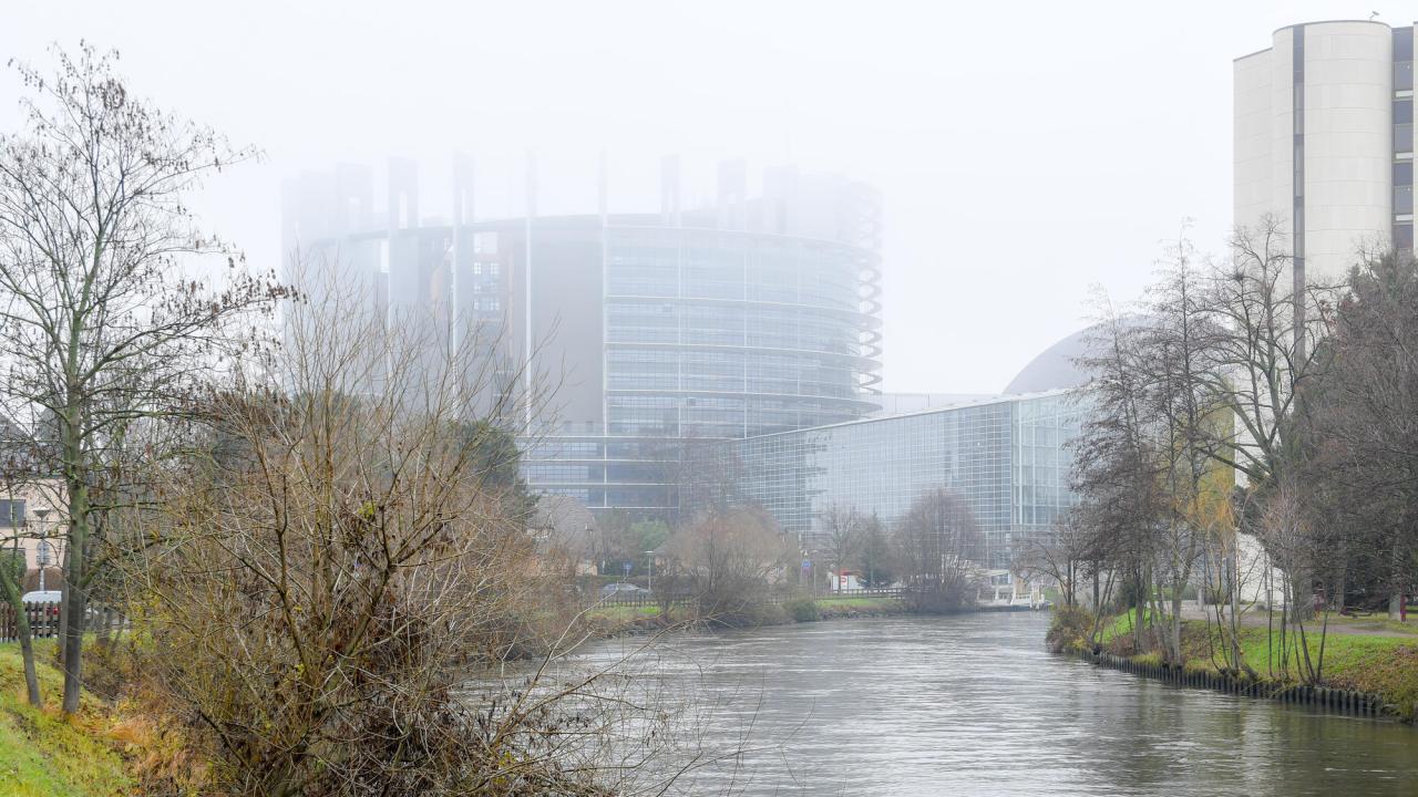 EU-parlamentets byggnad i franska Strasbourg. Arkivbild.