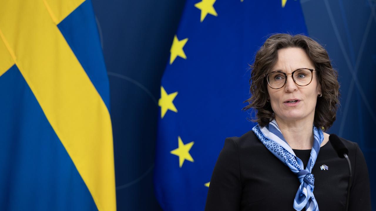 Sveriges kandidat till EU-kommissionen Jessika Roswall (M) kommer i höst att ställas inför tuffa utfrågningar i EU-parlamentet. Arkivbild.