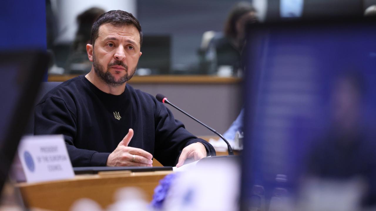 Ukrainas president Volodymyr Zelenskyj presenterade sin fredsplan för EU-ledarna på torsdagens toppmöte. 