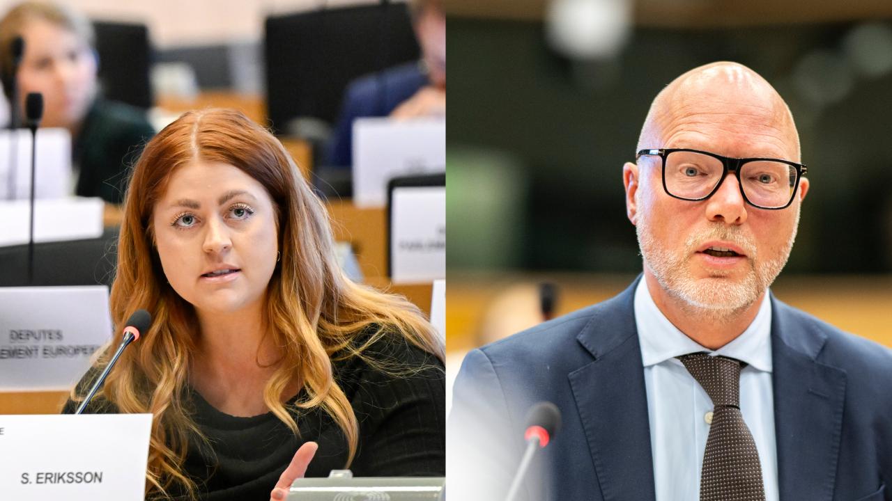 EU-parlamentariker Sofie Eriksson (S) och Jörgen Warborn (M).