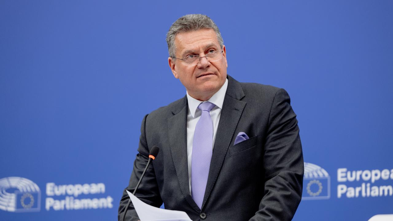 EU-kommissionär Maroš Šefčovič presenterade kommissionens arbetsprogram 2025 på onsdagen.