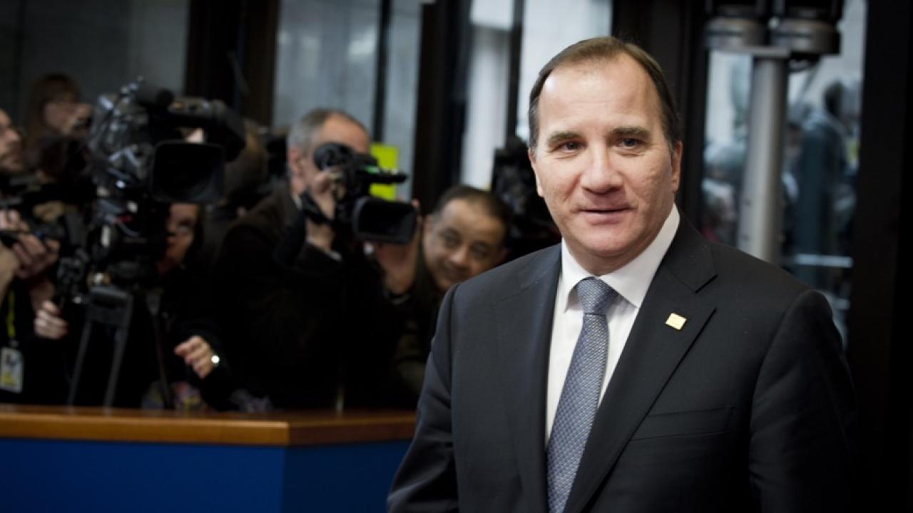 Statsminister Stefan Löfven (S) anländer till toppmötet i Bryssel på torsdagen.