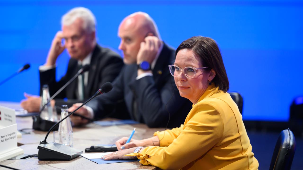 Utrikesminister Maria Malmer Stenergard (M) driver frågan om att använda de över 200 miljarder euro i ryska tillgångar som frystes i samband med landets invasion av Ukraina. Arkivbild.