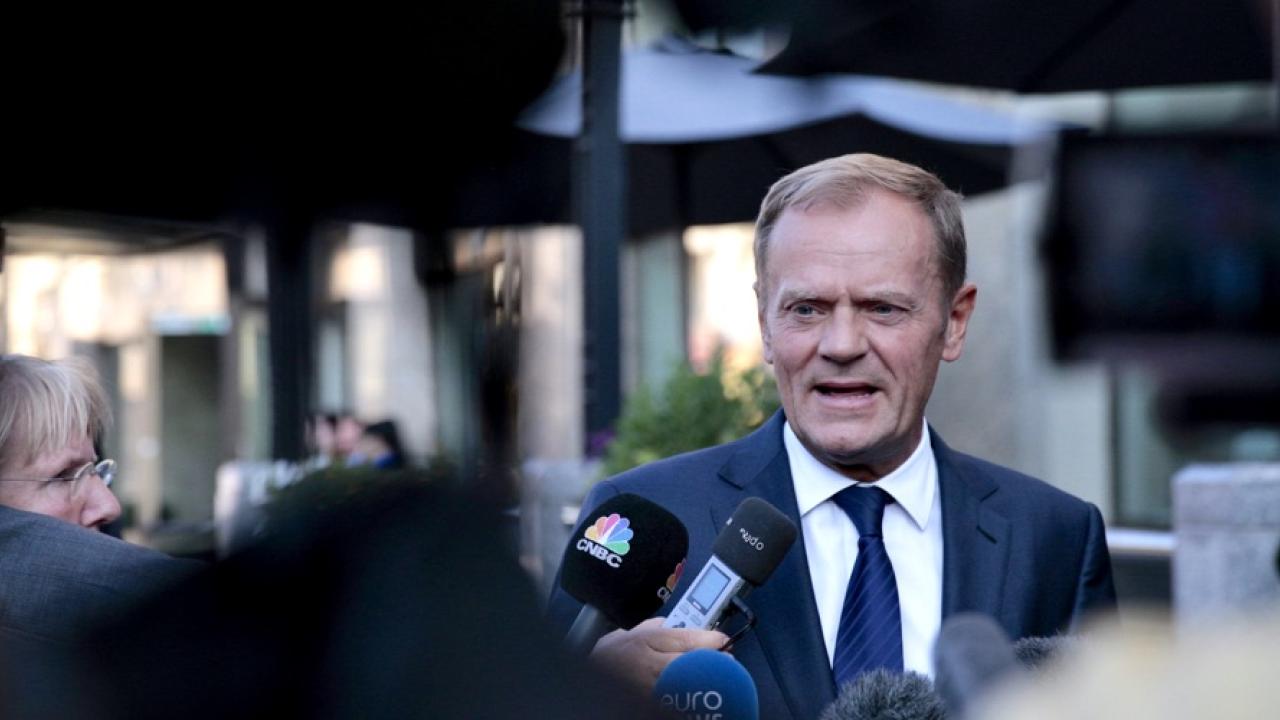 Europeiska rådets ordförande Donald Tusk inför fredagens toppmöte i Bratislava. 
