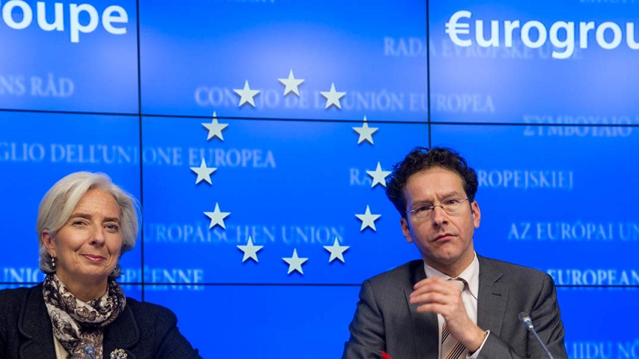 IMF-chefen Christine Lagarde och eurogruppschefen Jeroen Dijsselbloem. Arkivbild