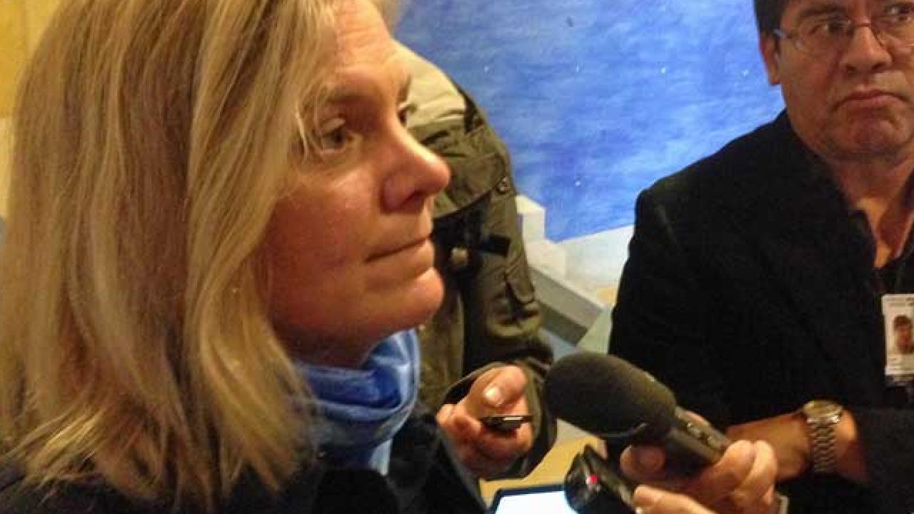 Finansminister Magdalena Andersson är avvaktade mot Junckers utlovade investeringsplan.