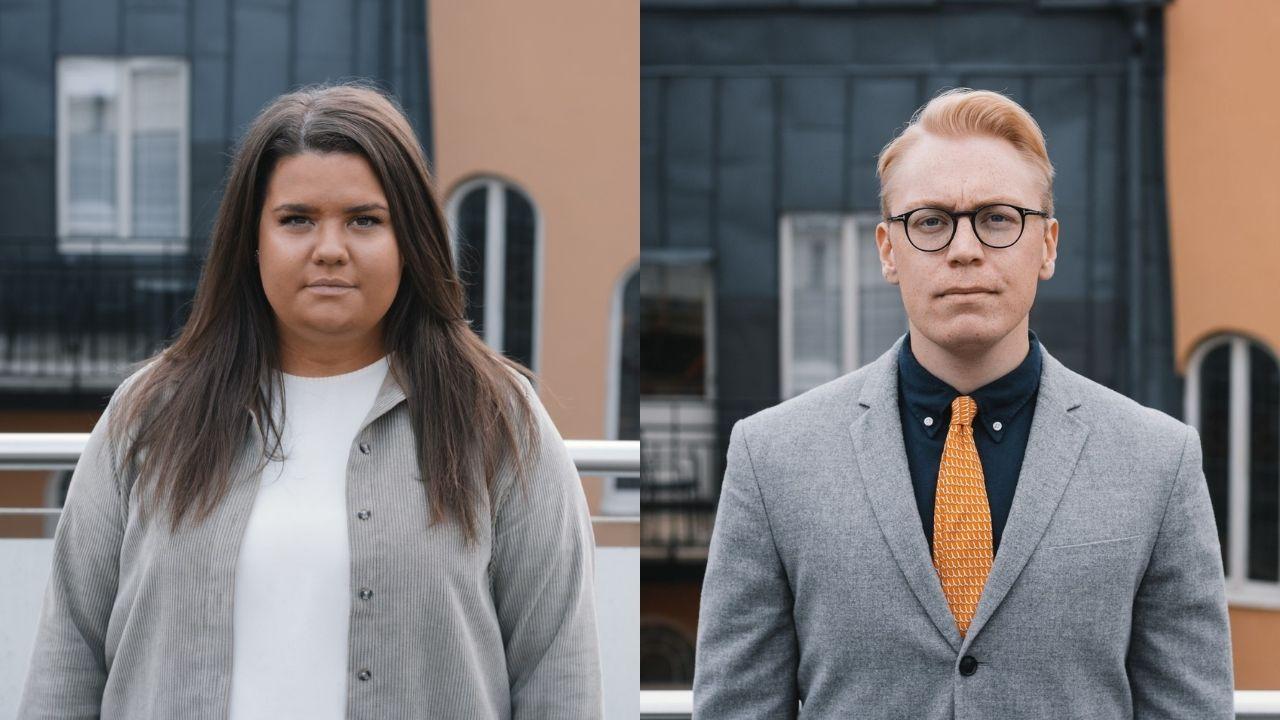 Matilda Ekeblad,förbundsordförande för Moderata ungdomsförbundet och Pasi Huikuri, internationell sekreterare för Moderata ungdomsförbundet.