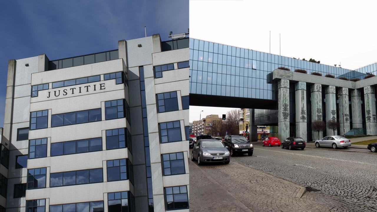 Amsterdams domstol och Polens högsta domstol. Arkivbilder.