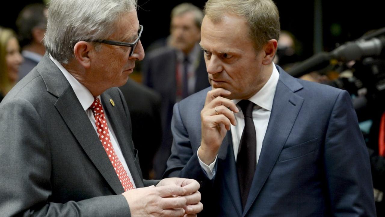 EU-kommissionens ordförande Jean-Claude Juncker och Europeiska rådets ordförande Donald Tusk. Arkivbild.