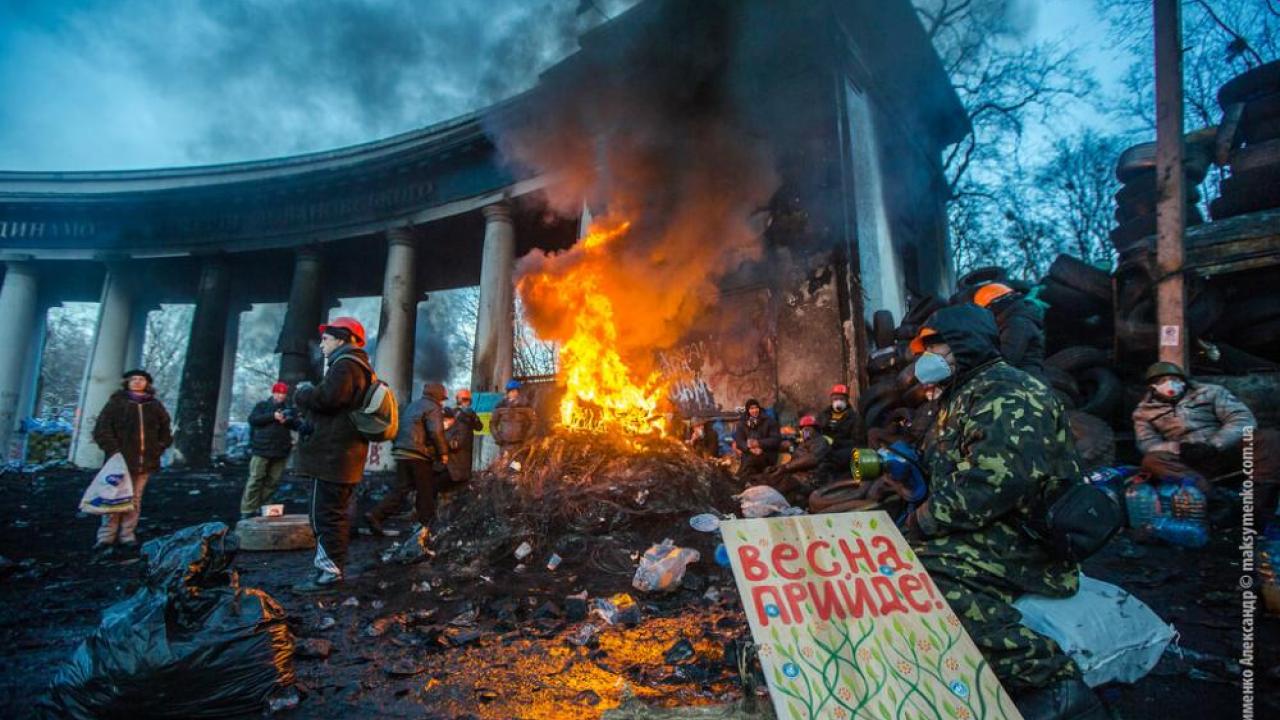 Protester i Kiev. Arkivbild