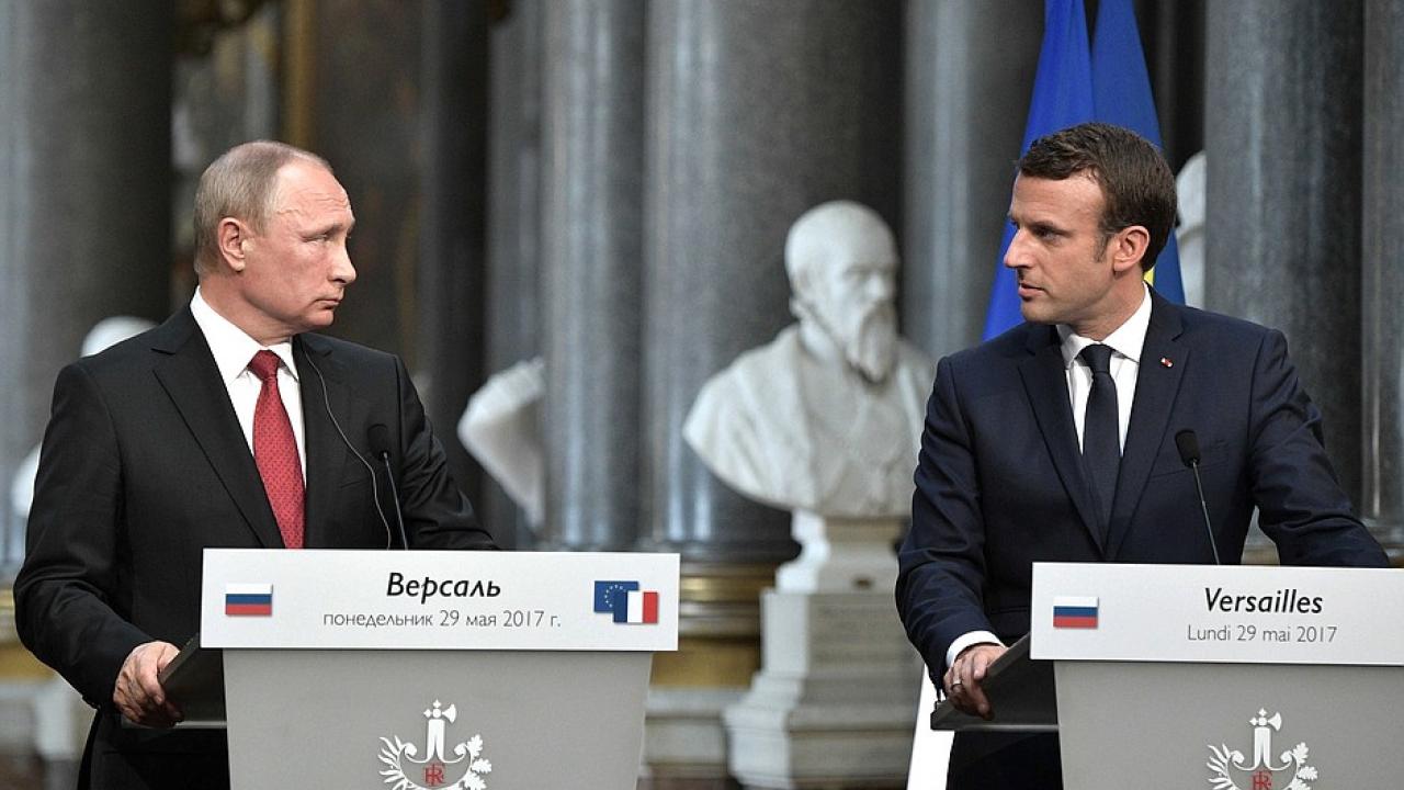 Rysslands president Vladimir Putin och Frankrikes president Emmanuel Macron.