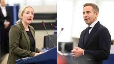 EU-parlamentarikerna Hanna Gedin (V) och Tomas Tobé (M). Arkivbild.