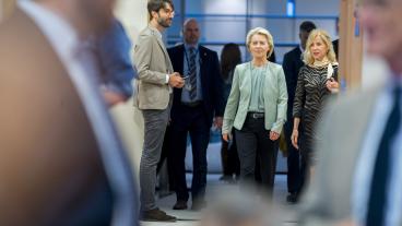 Ursula von der Leyen samlar stöd bland EU-parlamentarikerna inför nästa veckas omröstning. Arkivbild.