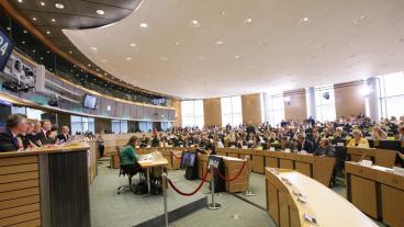 Sveriges nuvarande EU-kommissionär Cecilia Malmström när hon frågades ut i EU-parlamentet för fem år sedan. Arkivbild.