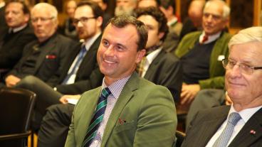 Segraren i första presidentvalsomgången Norbert Hofer. Arkivbild.