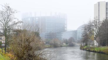 EU-parlamentets byggnad i franska Strasbourg. Arkivbild.