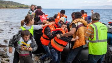 Flyktingar anländer Grekland. Arkivbild.