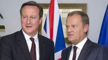 David Cameron och Donald Tusk inför torsdagens toppmöte.