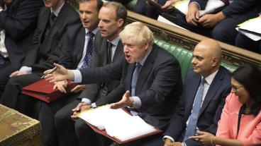 Premiärminister Boris Johnson under onsdagens utfrågning i brittiska underhuset. 