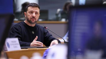 Ukrainas president Volodymyr Zelenskyj presenterade sin fredsplan för EU-ledarna på torsdagens toppmöte. 