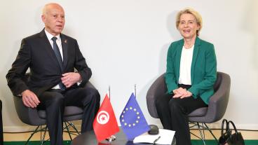 Tunisiens ledare Kaïs Saïed och EU-kommissionens ordförande Ursula von der Leyen. Arkivbild.