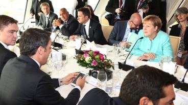 En del av EU-ledarnas möte hölls i en båt på Donau.