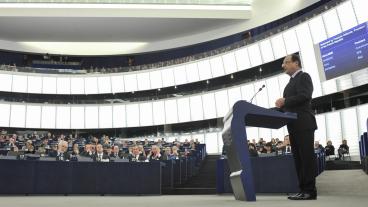 Den franske presidenten François Hollande talade inför EU-parlamentet i Strasbourg på tisdagen.