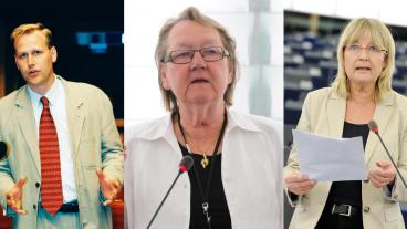 De mest kryssade EU-parlamentarikerna Jonas Sjöstedt (V), Marit Paulsen (L) och Marita Ulvskog (S). 