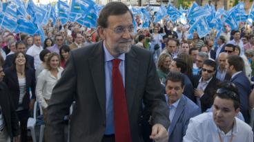 Arkivbild: Mariano Rajoy och det konservativ Partido Popular förväntas vinna det spanska valet på söndag.