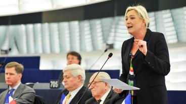 EU-parlamentarikern likaledes partiledaren för franska nationalistiska Front National, Marine Le Pen, är en av dem som Sverigedemokraterna kan komma att samarbeta med om de kommer in EU-parlamentet 2014. Arkivbild.