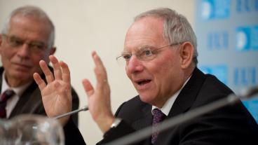 Tysklands finansminister Wolfgang Schäuble ger upp tanken på en finansskatt. Arkivbild.
