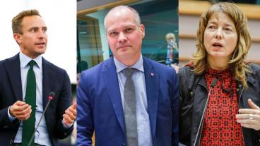 Europaparlamentariker Tomas Tobé (M), justitie- och migrationsministern Morgan Johansson (S) och Europaparlamentariker Malin Björk (V) om aktuell migrationspolitik.