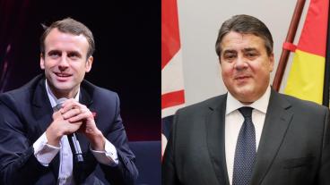 Frankrikes ekonomiminister Emmanuel Macron och Tysklands ekonomiminister Sigmar Gabriel.