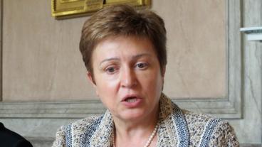 EU-kommissionär Kristalina Georgieva vid sitt Stockholmsmöte på torsdagen. 
